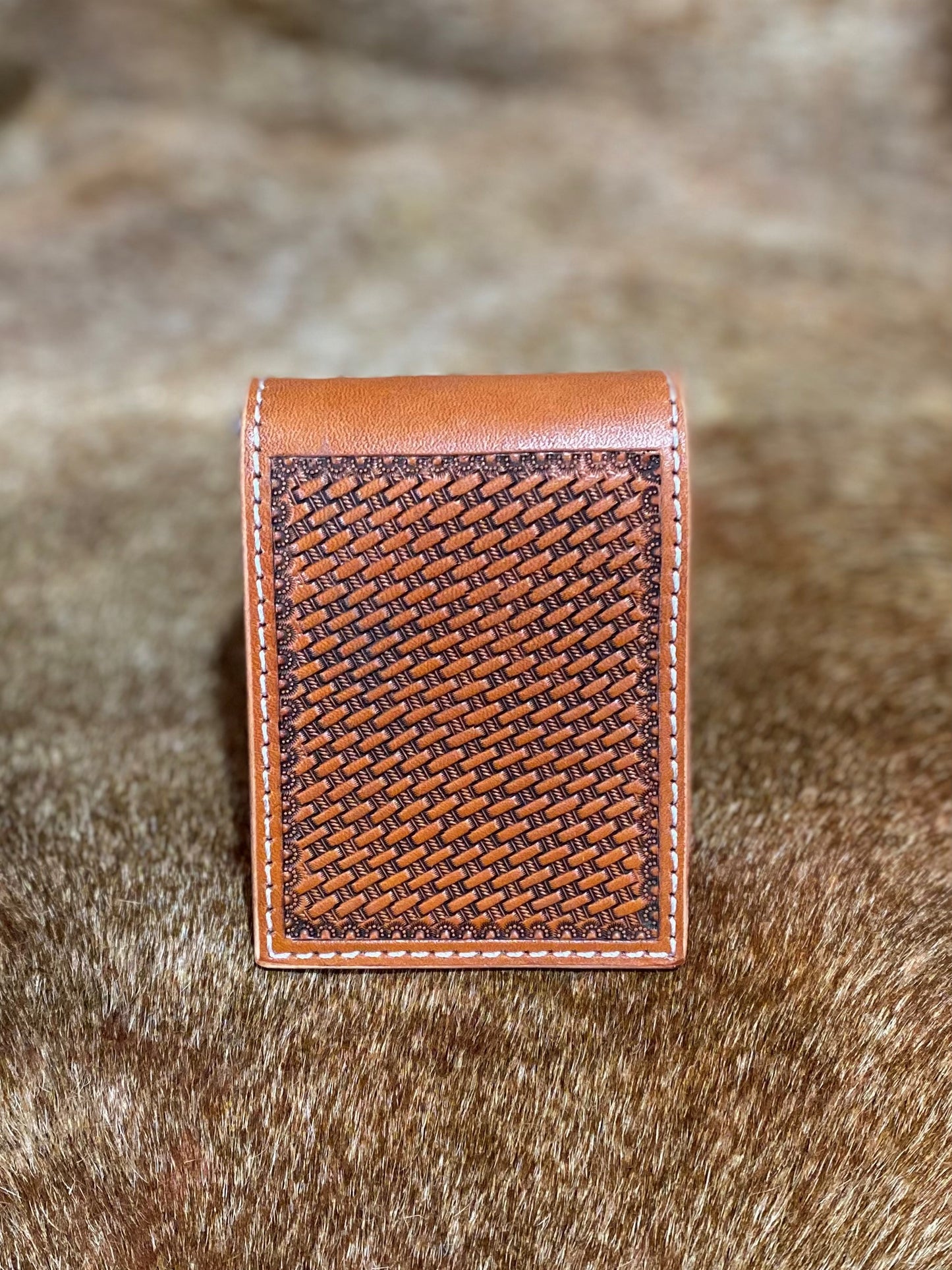 Natural basket stamp money clip